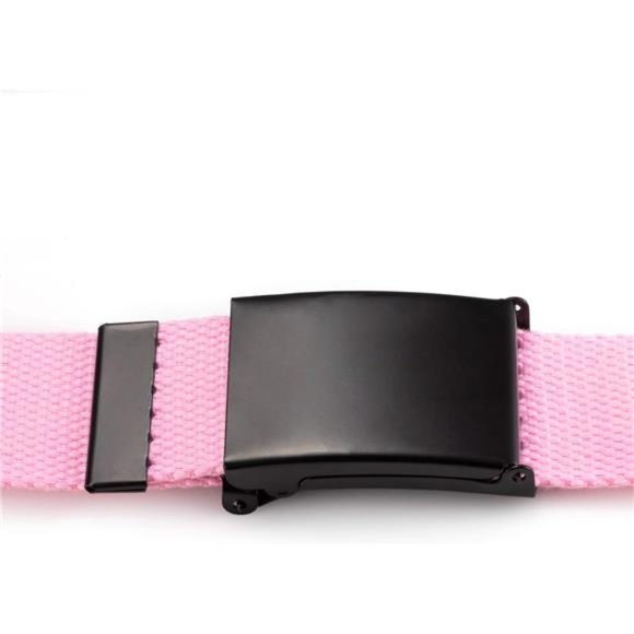 Cut To Fit Canvas Web Belt Size Up to 52" with Flip-Top Solid Black Military Buc - Picture 5 of 7